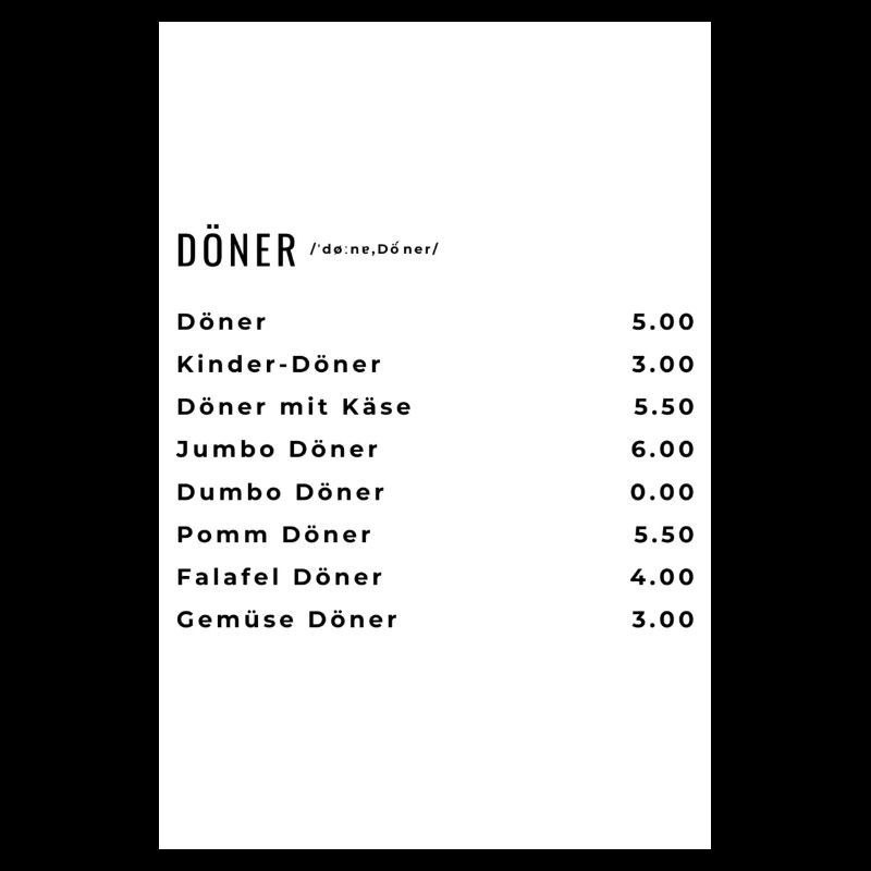 Döner Menu