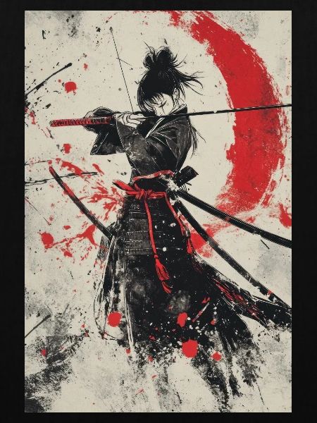 Samurai-Geist in Rot und Schwarz