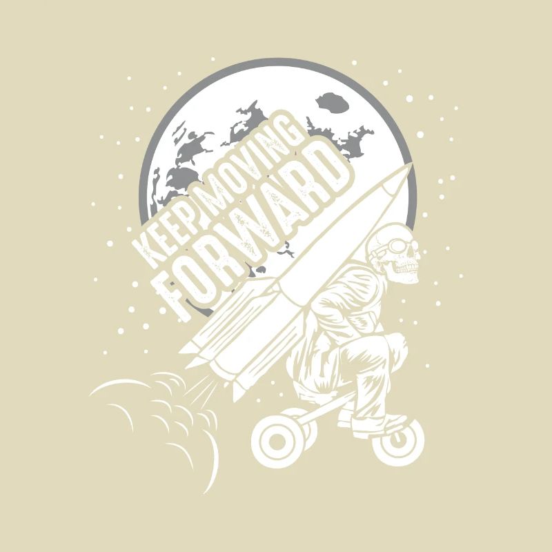 Keep Moving Forward Rocket Tricycle Skeleton Skull