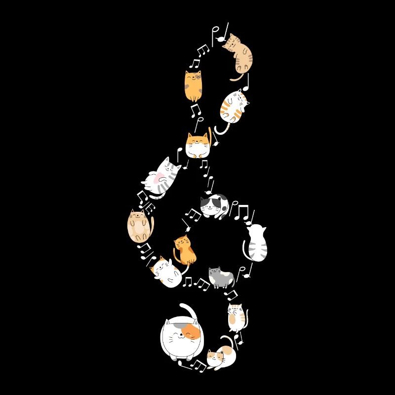 Treble clef cat music notes musician kitten