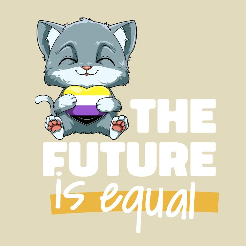 Kawaii Nonbinary Stolz Katze - Non Binary Herz