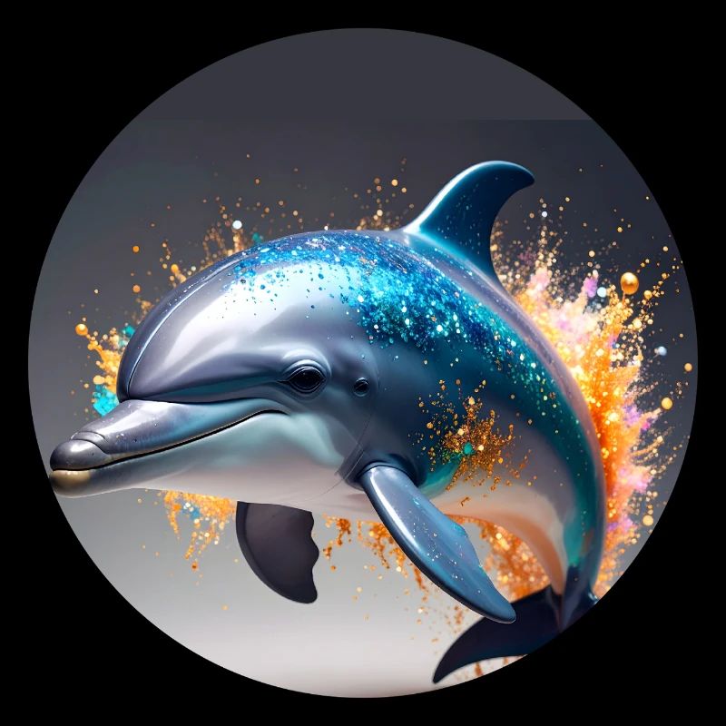 Delfin,bunt,pailletten,glitzer,blau
