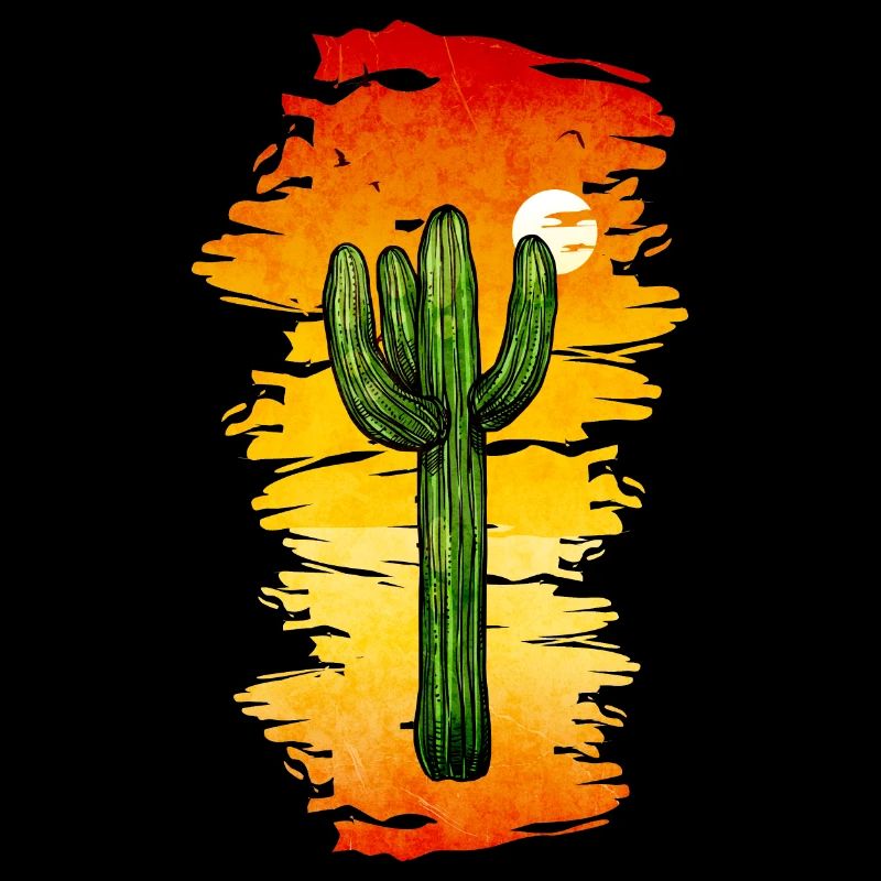 Cactus coucher de soleil désert retro nature succulente