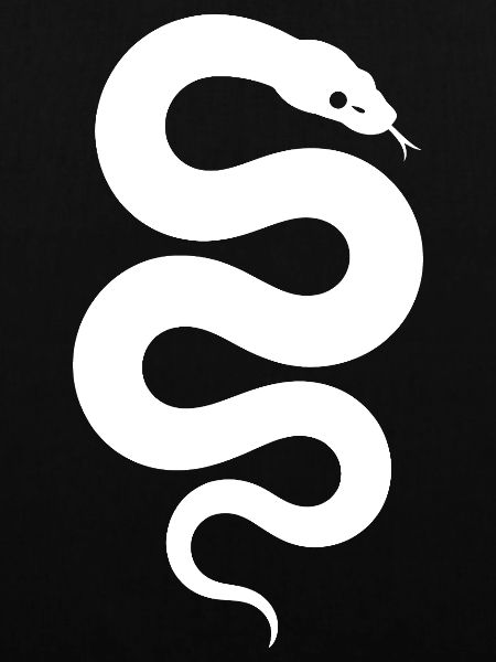 Weiße Schlangen-Silhouette auf Schwarz