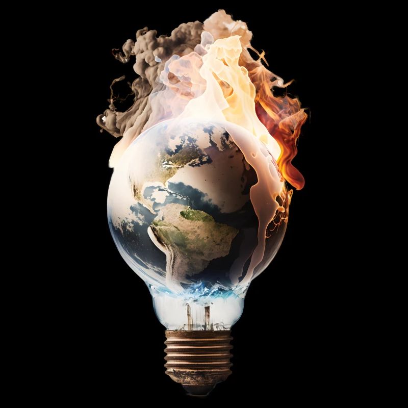 Burning earth in a light bulb