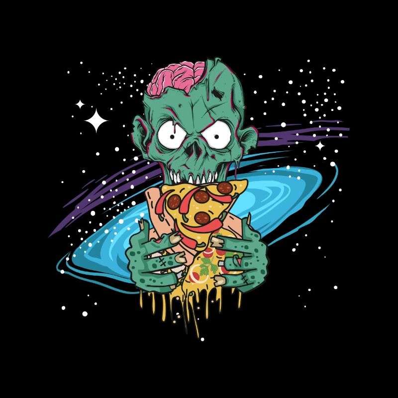 Cadeau de pizza de l'espace zombie halloween