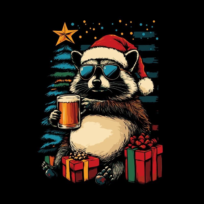 Bier Weihnachten Waschbär Weihnachtsfeier