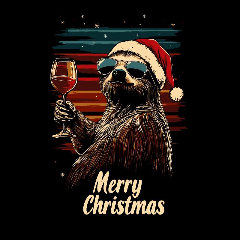 Weihnachtsfeier Wein Faultier lustig