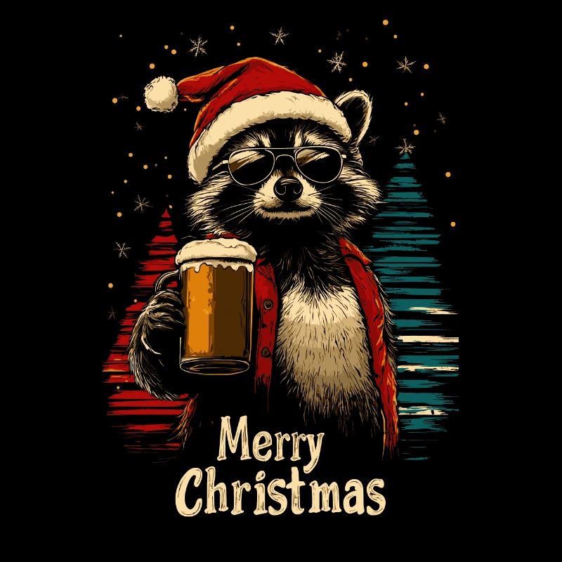 Weihnachten Bier Waschbär