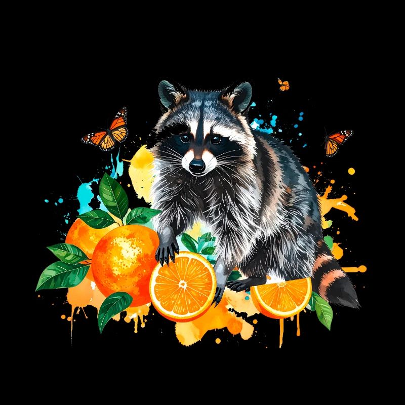 waschbär, illustration ,graffiti, orangen
