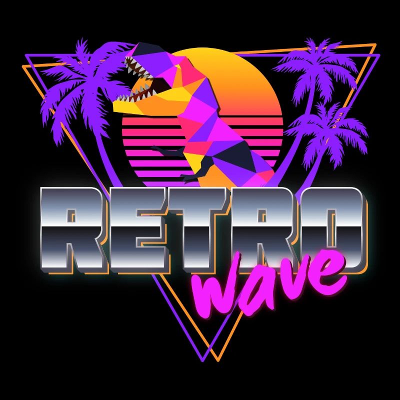 synthwave dinosaur