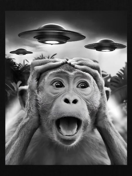Lustige Affengrafik UFO Seltsam