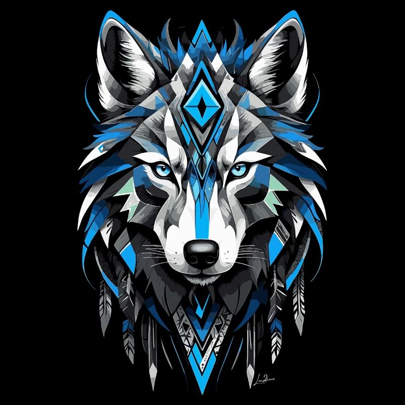 Blue Geometric Wolf