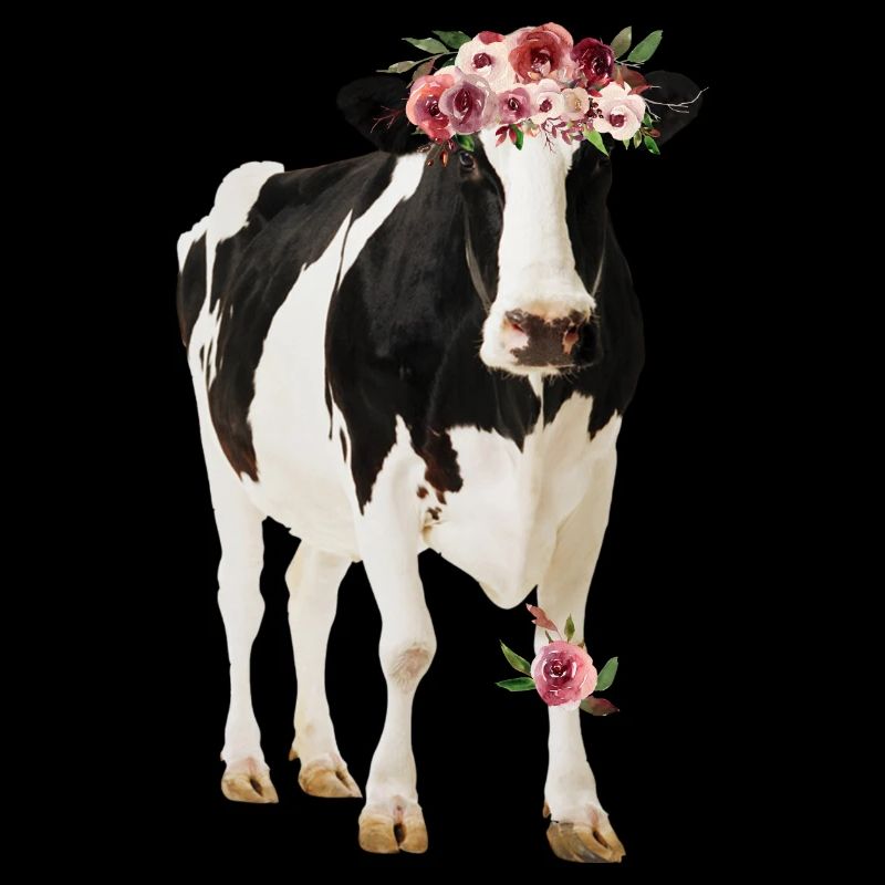 Holstein Kuh mit Blüten