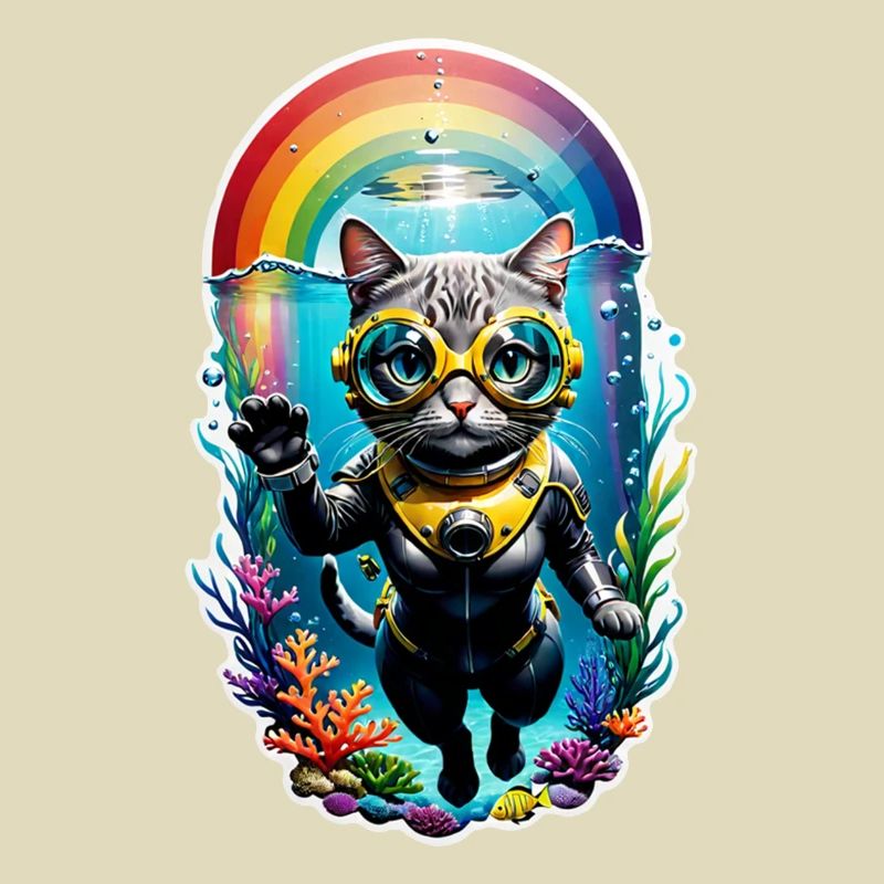 chat faisant de la plongée