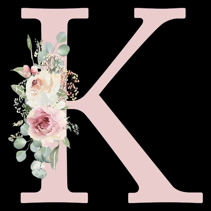 K| Monogramme | Eucalyptus Pastel Fleur Bleu