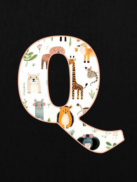 Buchstabe Q, Monogramm, Tiermuster