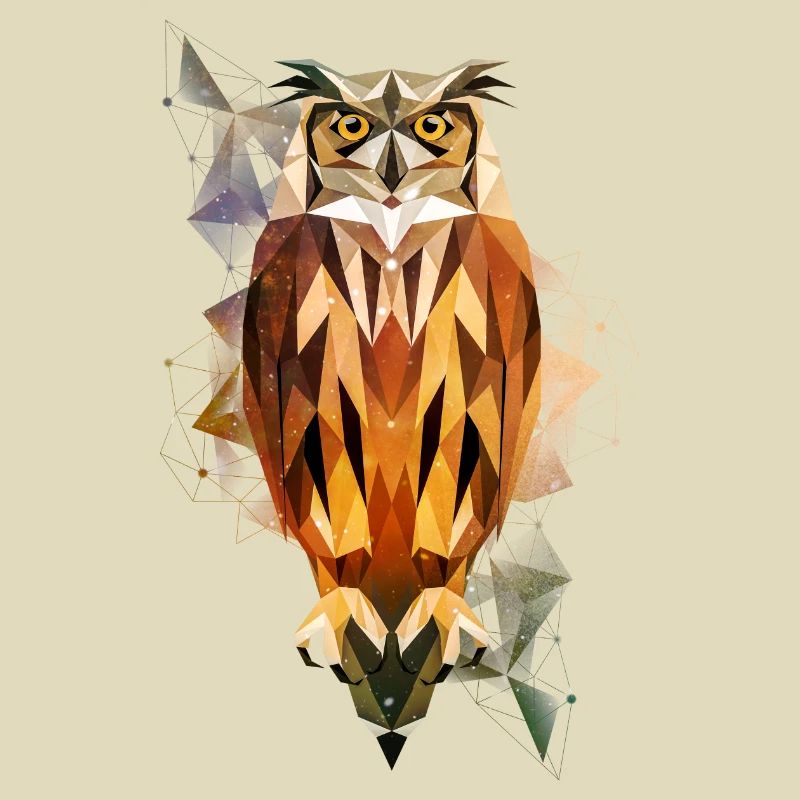 Eule T-Shirt I Cool Low Poly Eule Vogel Witziges S
