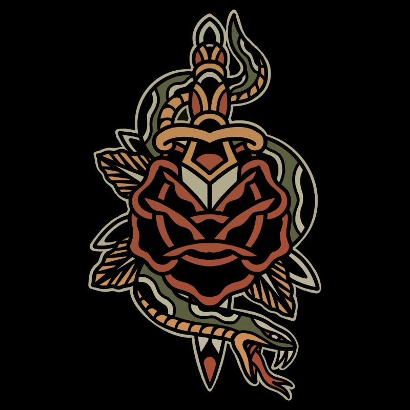 Tattoo Style Graphic design Snake with dagger