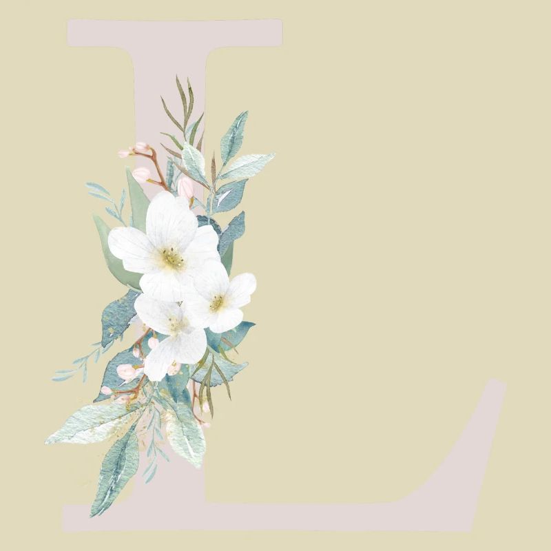 Monogramme personnalisable L Blanc Vert