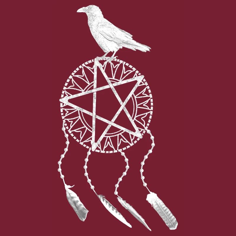 Dream catcher Gothic, bird feather, crow, raven white