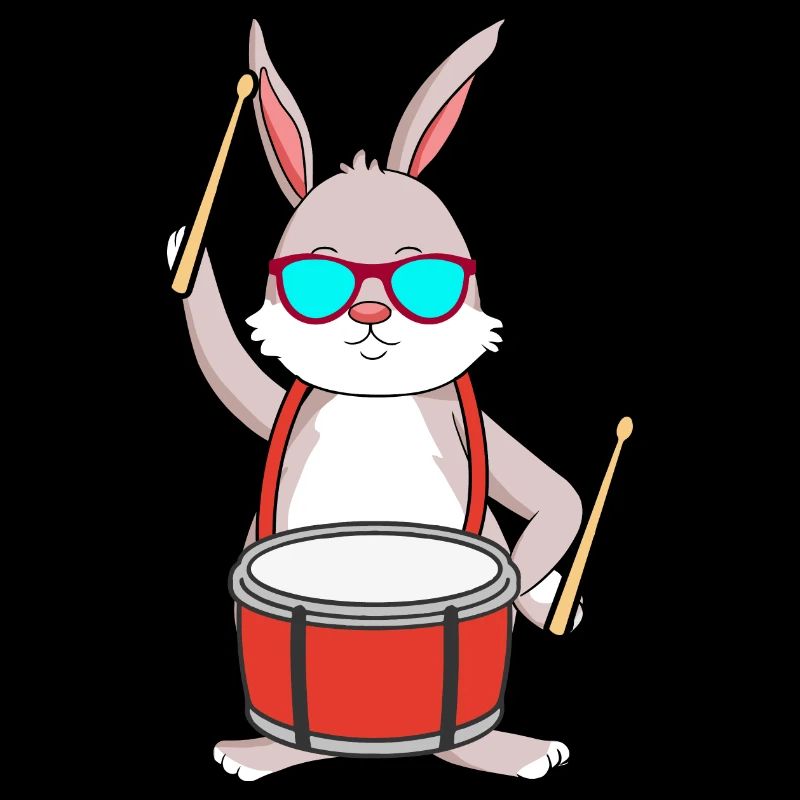 Drums playing rabbit plays drum
