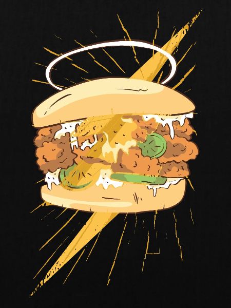Chicken Sandwich mit Heiligenschein.