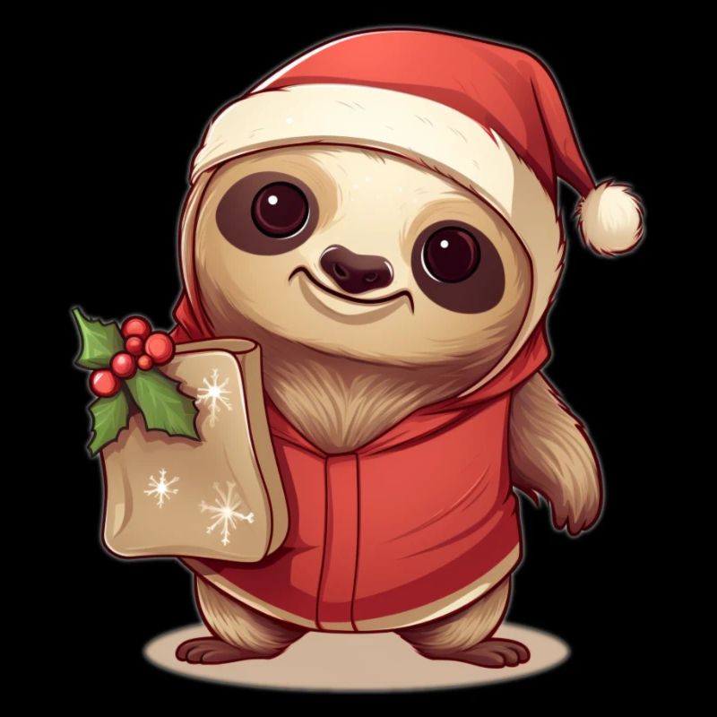 a cute sloth with a christmas hat