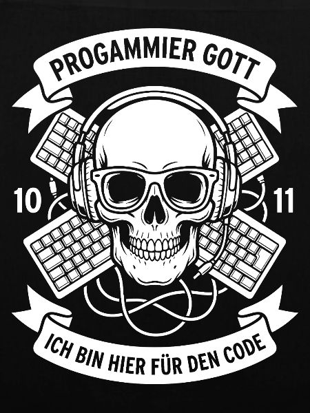 Code Schädel mit Kopfhörern