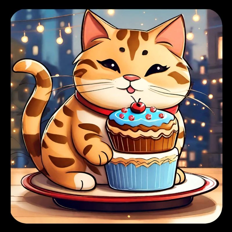 Gros chat mignon avec cupcake