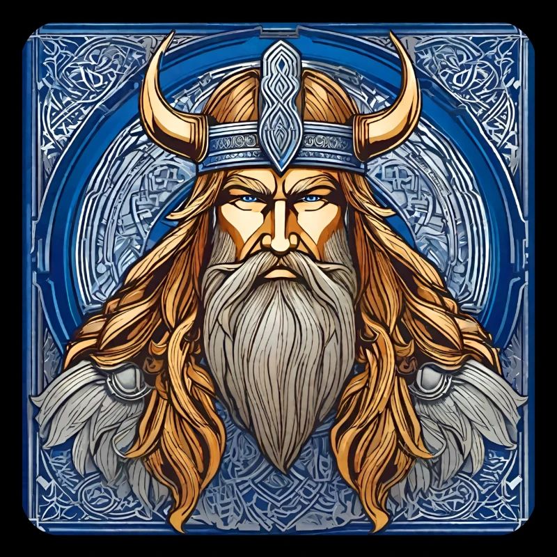 Stolzer Wikinger mit Hörner Helm