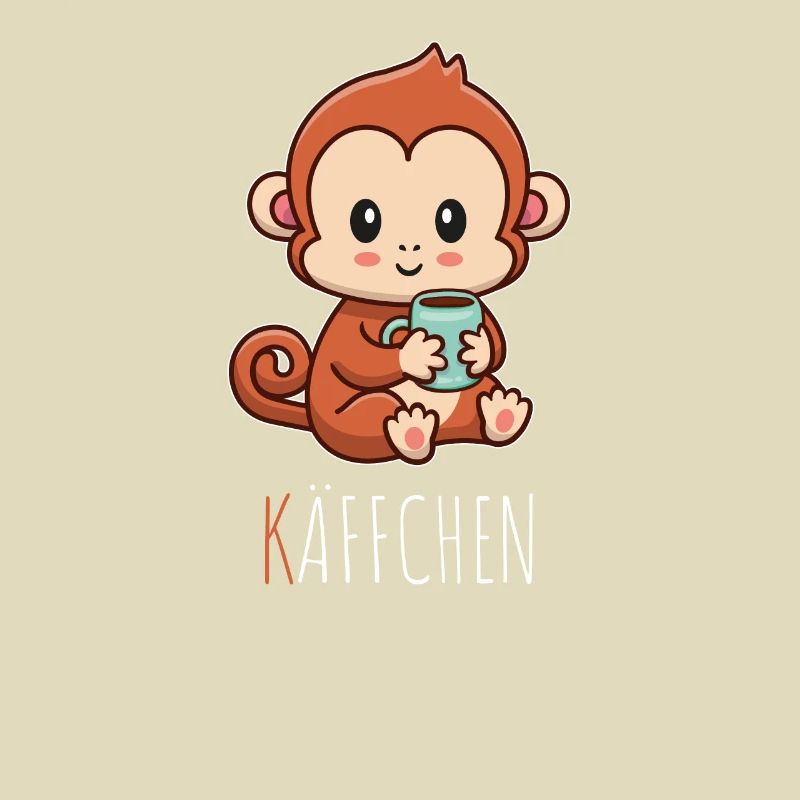 Käffchen Äffchen mit Tasse Kaffee Kaffeetrinker