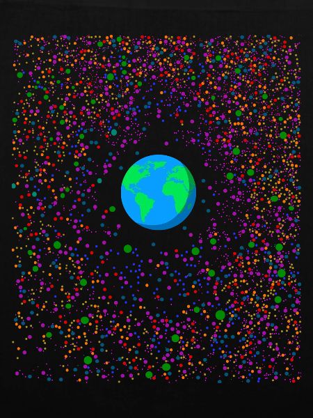 Planet Erde mit Farbpunkten