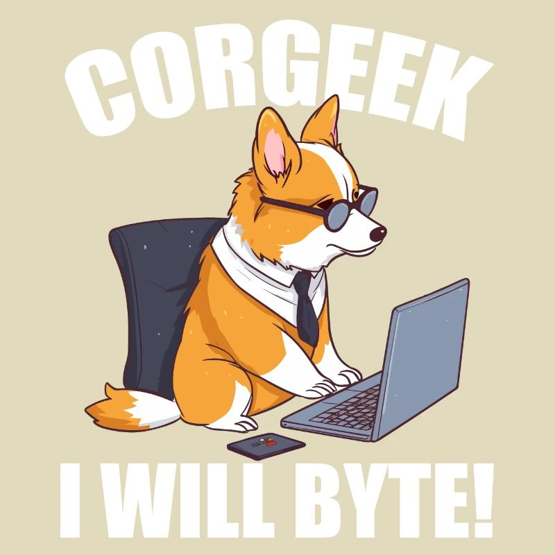 Corgi mit Brille I Will Byte Computerfreak Corgeek