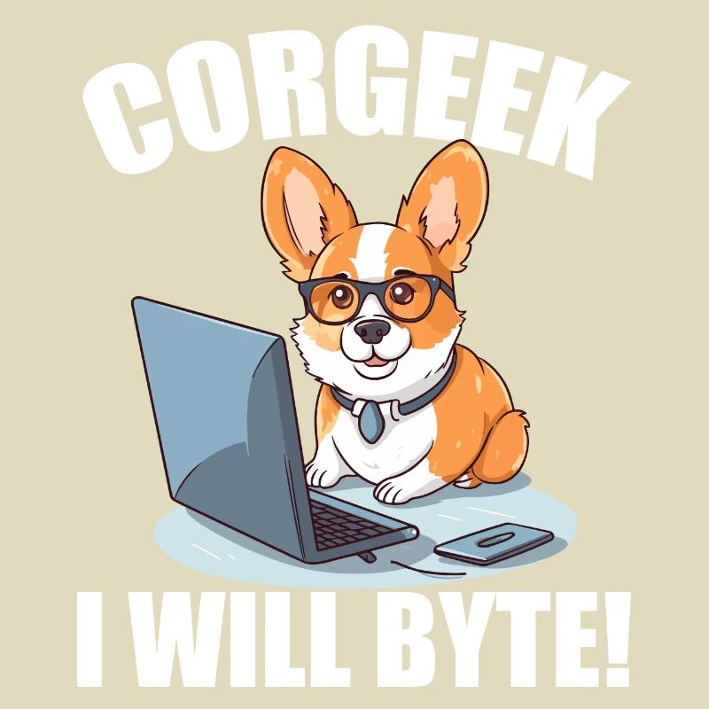 Corgi mit Brille I Will Byte Computerfreak Corgeek