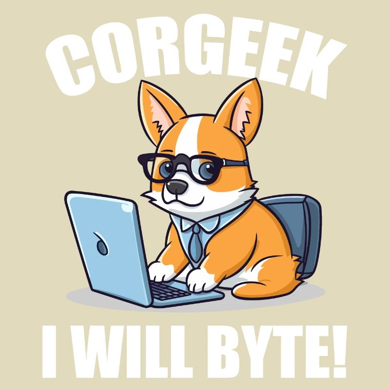 Corgi mit Brille I Will Byte Computerfreak Corgeek
