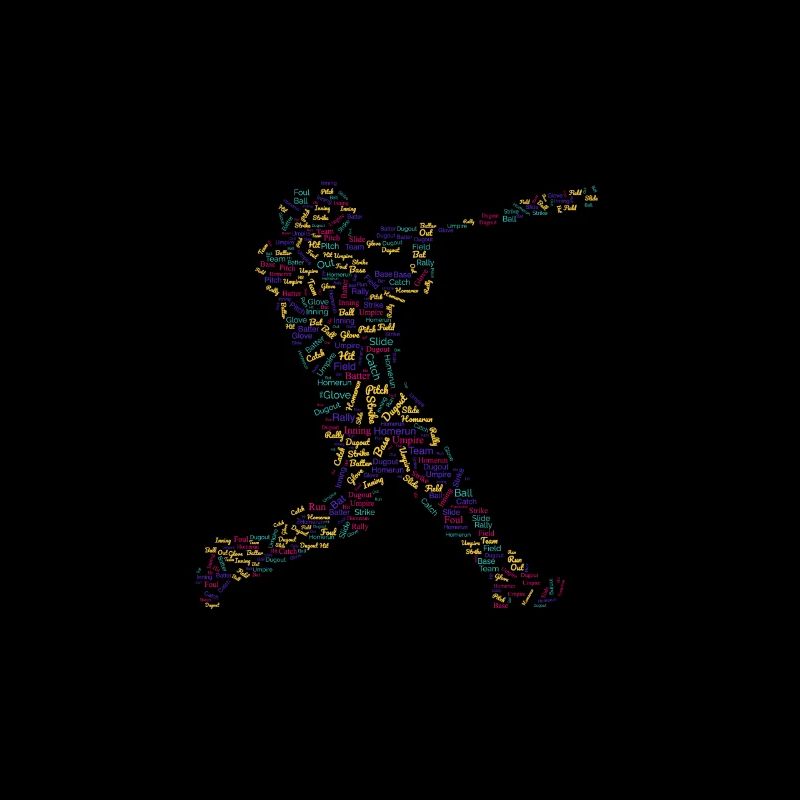 Tee graphique de baseball avec conception de motifs de mots.