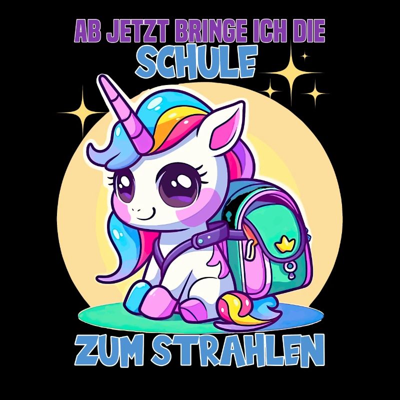 Schulkind Mädchen Einhorn Zur Einschulung