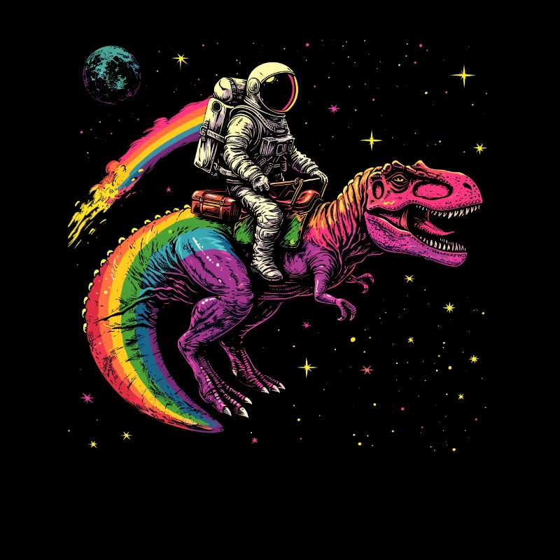 Astronaut reitet T-Rex Dinosaurier