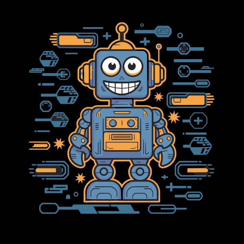 Cheerful robot with gears and