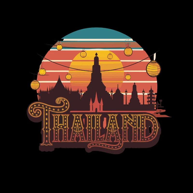 Silhouette Thaïlande avec coucher de soleil et