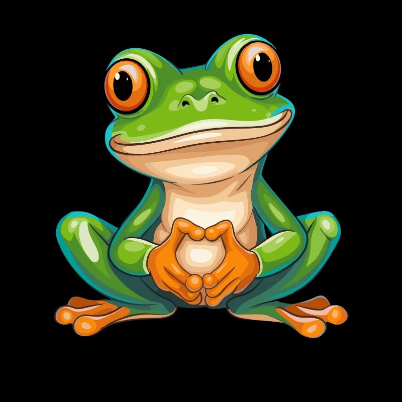 Grenouille joyeuse avec de grands yeux dans le style de dessin animé