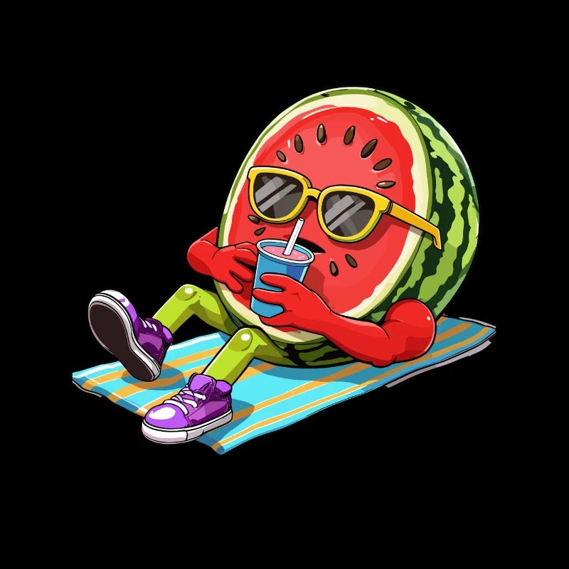 Relaxing Watermelons Illustration Summer