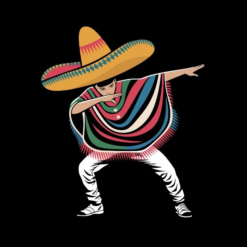 Funny Sombrero Dance Dab Poncho Mexico Style