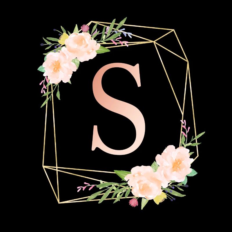 Customizable Monogram S Floral Peach