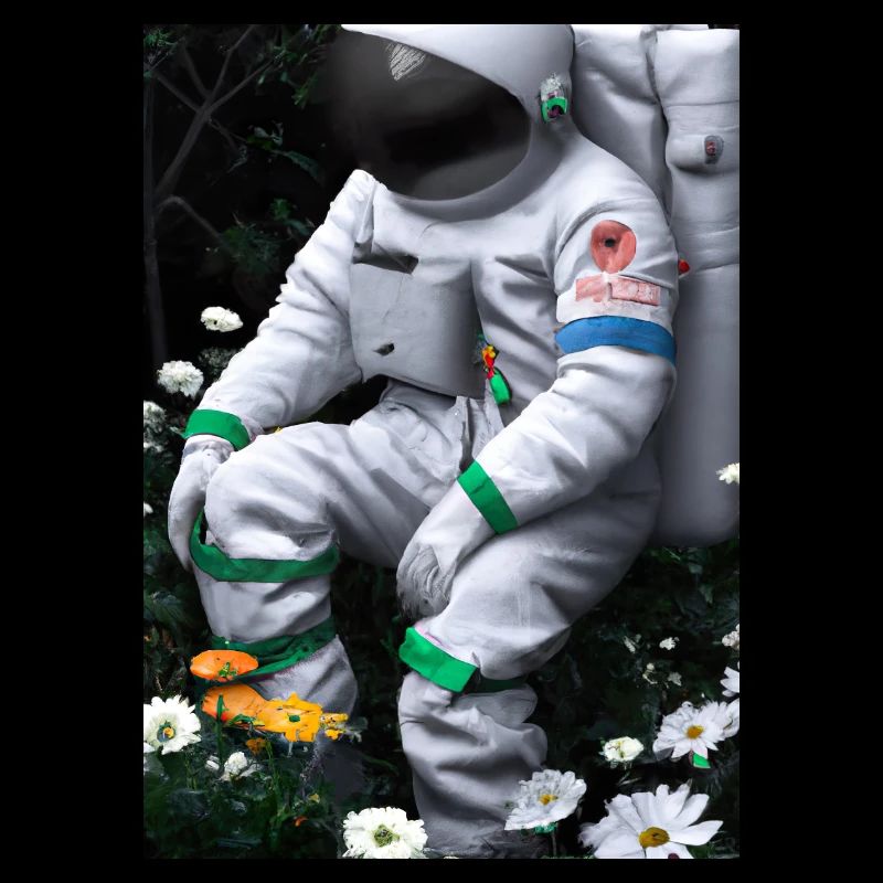 Astronaut in Blumen