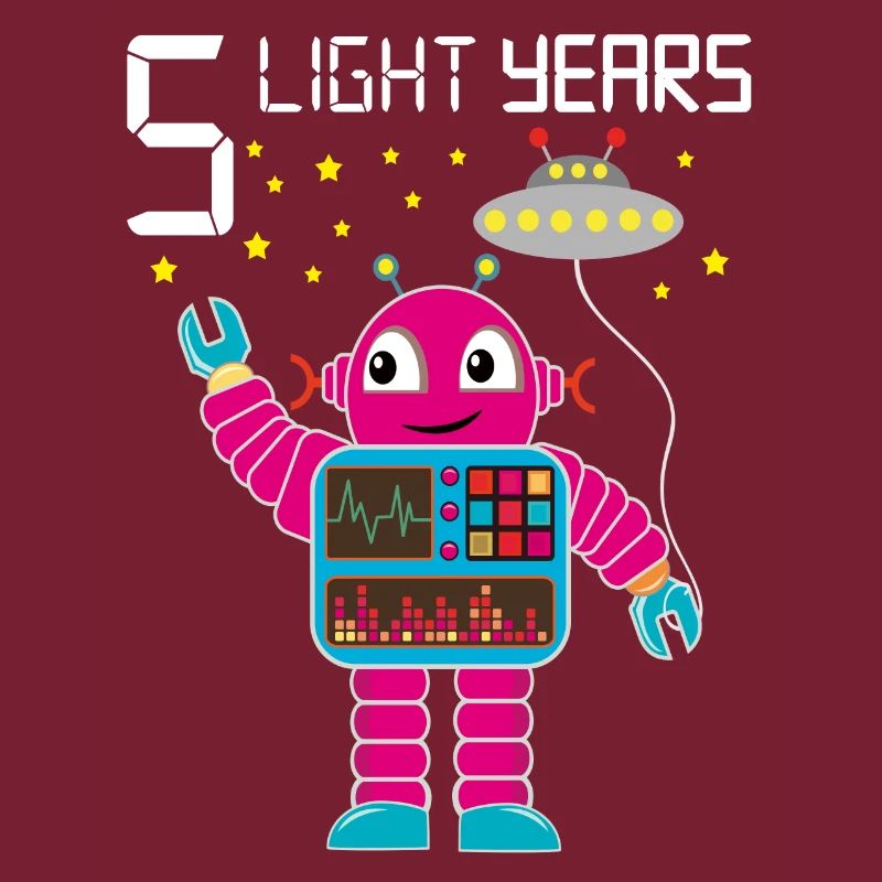 Robot congratulates 5 light years old five years