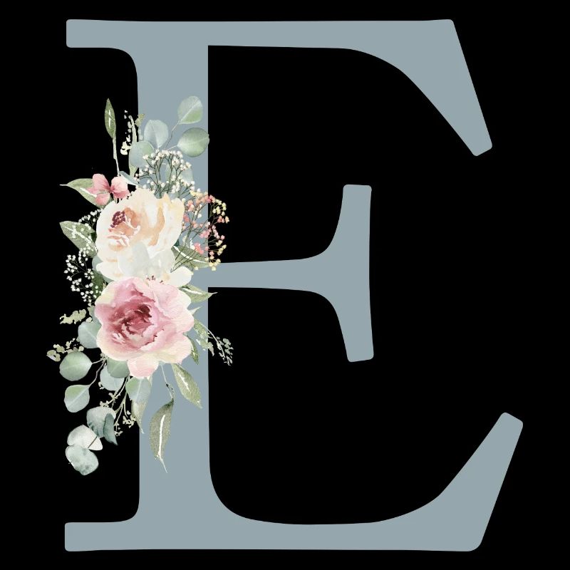 E| Monogramme | Eucalyptus Pastel Fleur Bleu