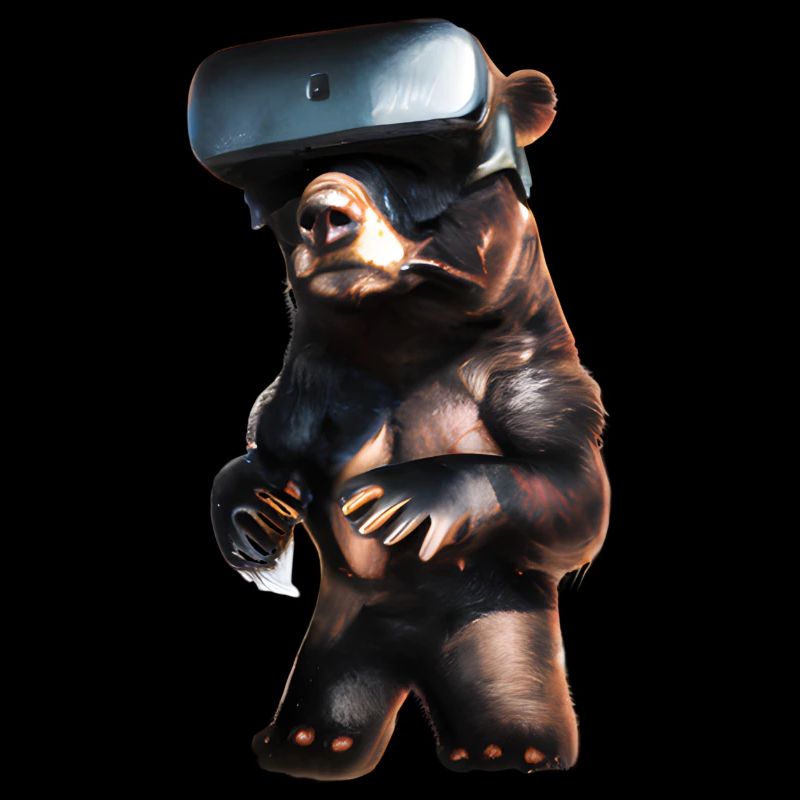 Bär mit Virtual Reality Headset