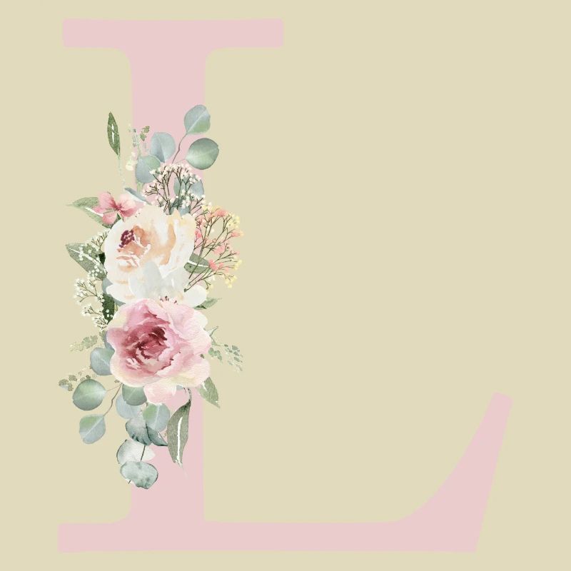 L | Monogramme | Eucalyptus Pastel Fleur Bleu